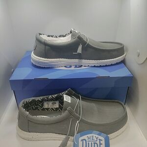 hey dude wally stretch canvas light grey shoes size 13